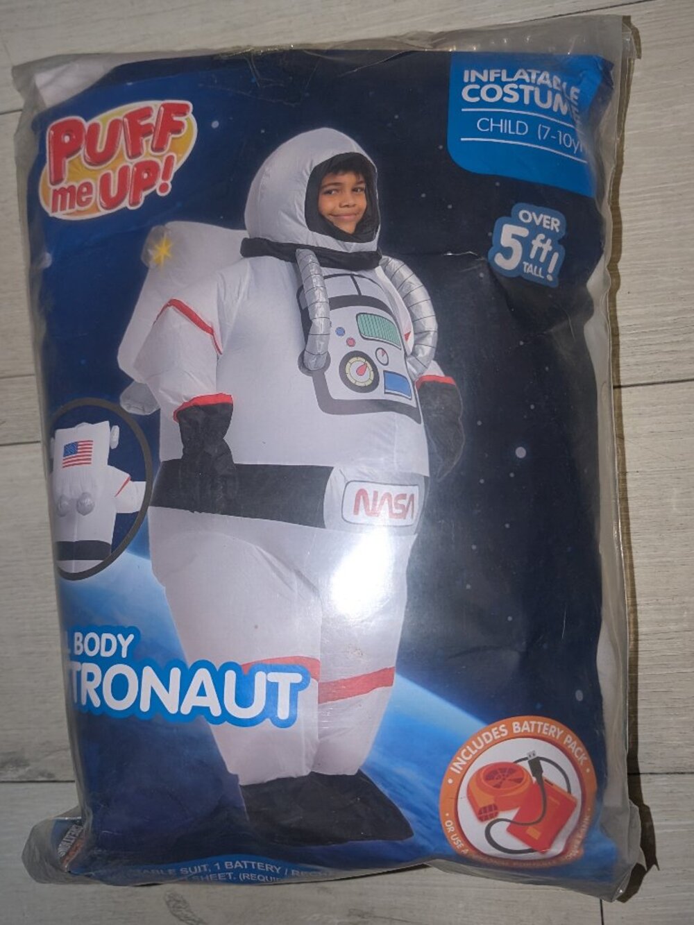 NEW Full Body Nasa Astronaut Inflatable Costume Childs Size 7-10 year old